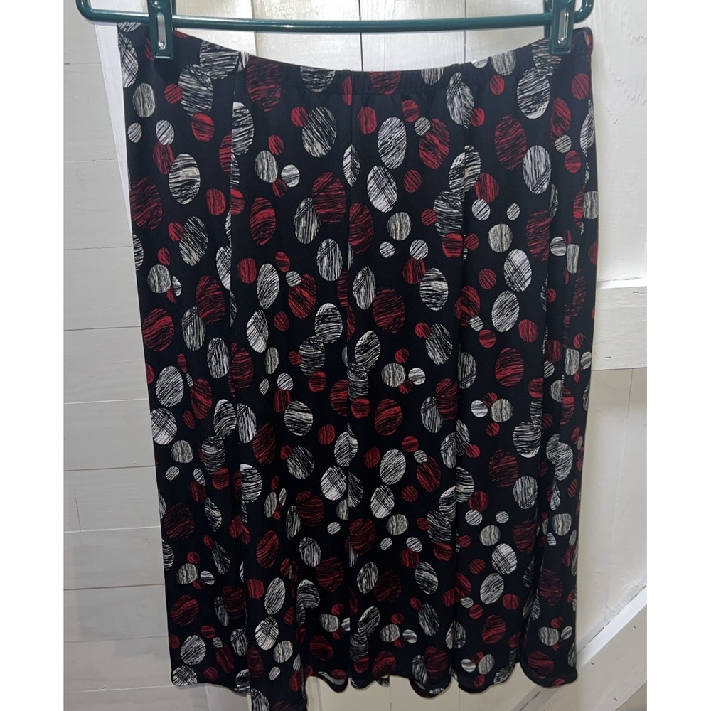 Christopher & Banks A Line Womens Skirt Size XL Black Red White Dots Stretchy